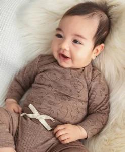 Outlet Babies' Merino Cotton Blend Long Sleeve Bodysuit Merino
