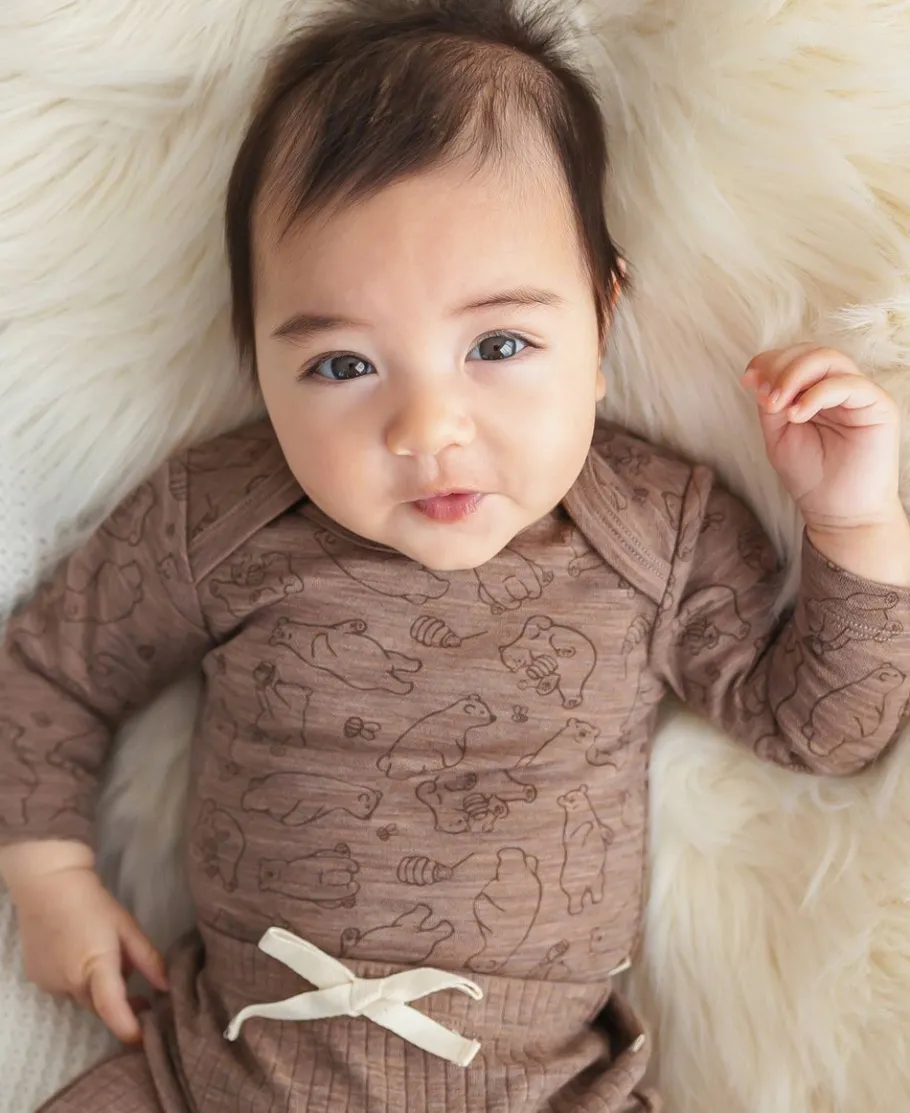 Outlet Babies' Merino Cotton Blend Long Sleeve Bodysuit Merino