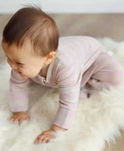 Fashion Babies' Merino 2-way Zip Stripe Growsuit Growsuits|Merino