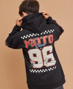 Discount Kids' Moto Print Sporty Panelled Hoodie Kids Sweats + Fleece|Tops