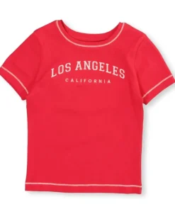 New Kids' Short Sleeve Embroidered Rib Slogan Tee Kids Kids 8 - 16|Tops