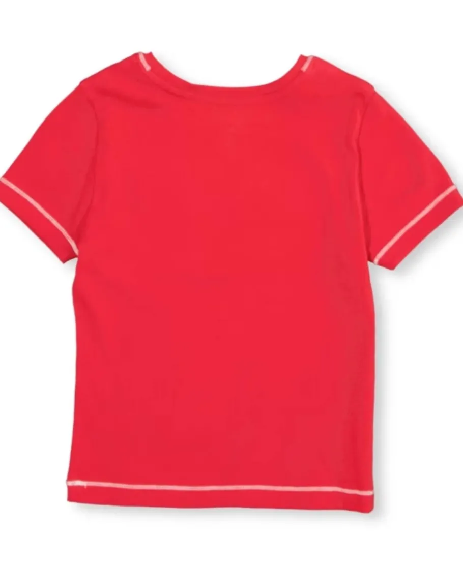 New Kids' Short Sleeve Embroidered Rib Slogan Tee Kids Kids 8 - 16|Tops