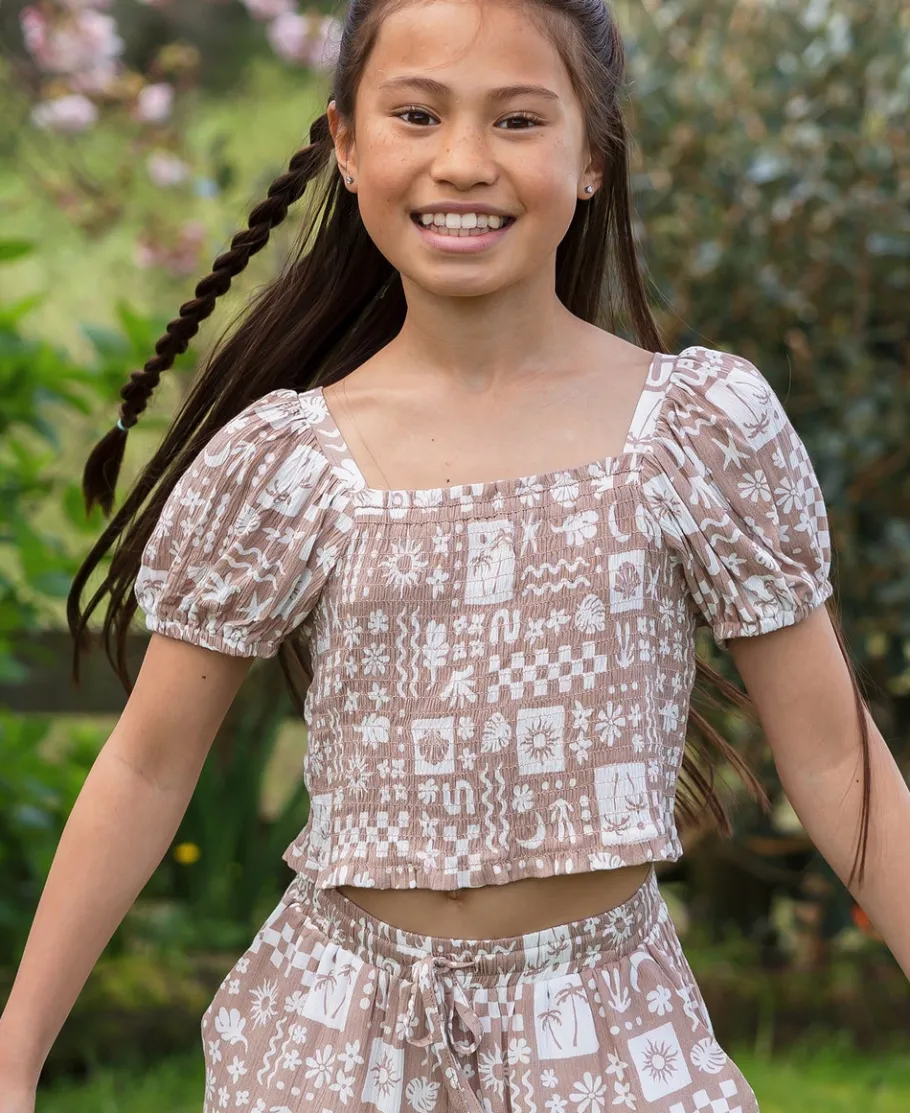 Sale Kids' Short Sleeve Shirred Viscose Co-ord Top Kids Tops|T-Shirts