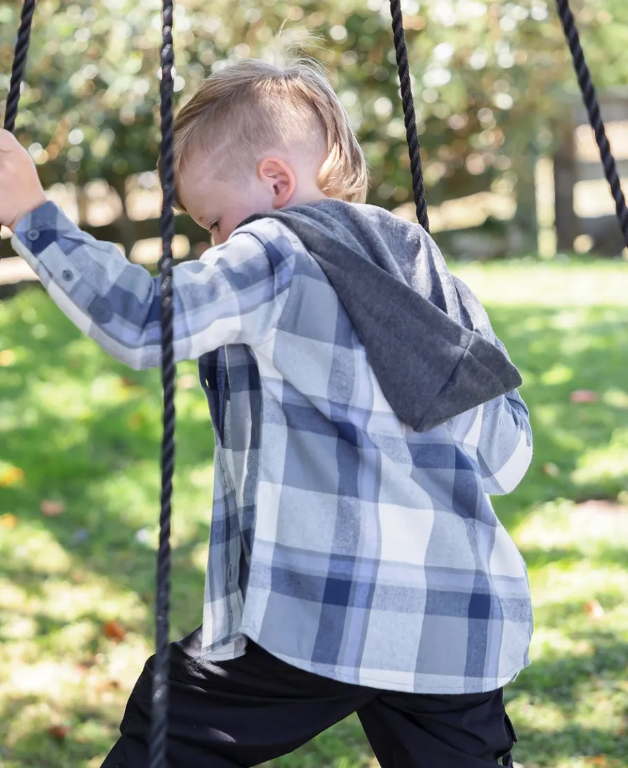 New Little Kids' Flannel Hooded Shirt Kids Kids 1 - 7
