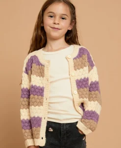 Best Little Kids' Fluffy Textured Stripe Cardigan Kids Kids 1 - 7