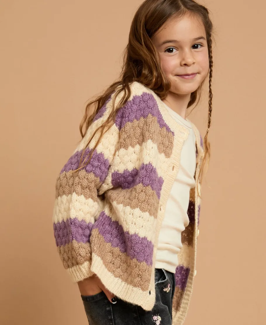 Best Little Kids' Fluffy Textured Stripe Cardigan Kids Kids 1 - 7