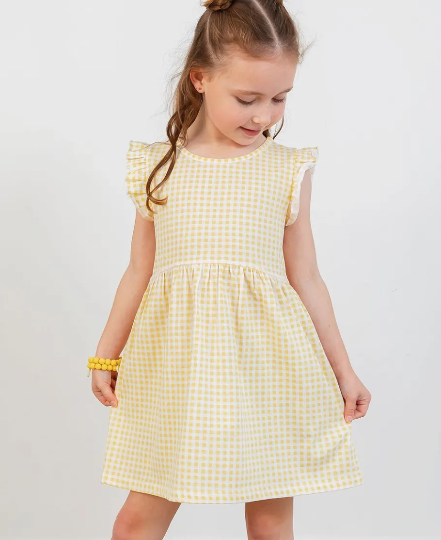 Fashion Little Kids' Frill Sleeve Print Knit Dress Kids Dresses|Kids 1 - 7