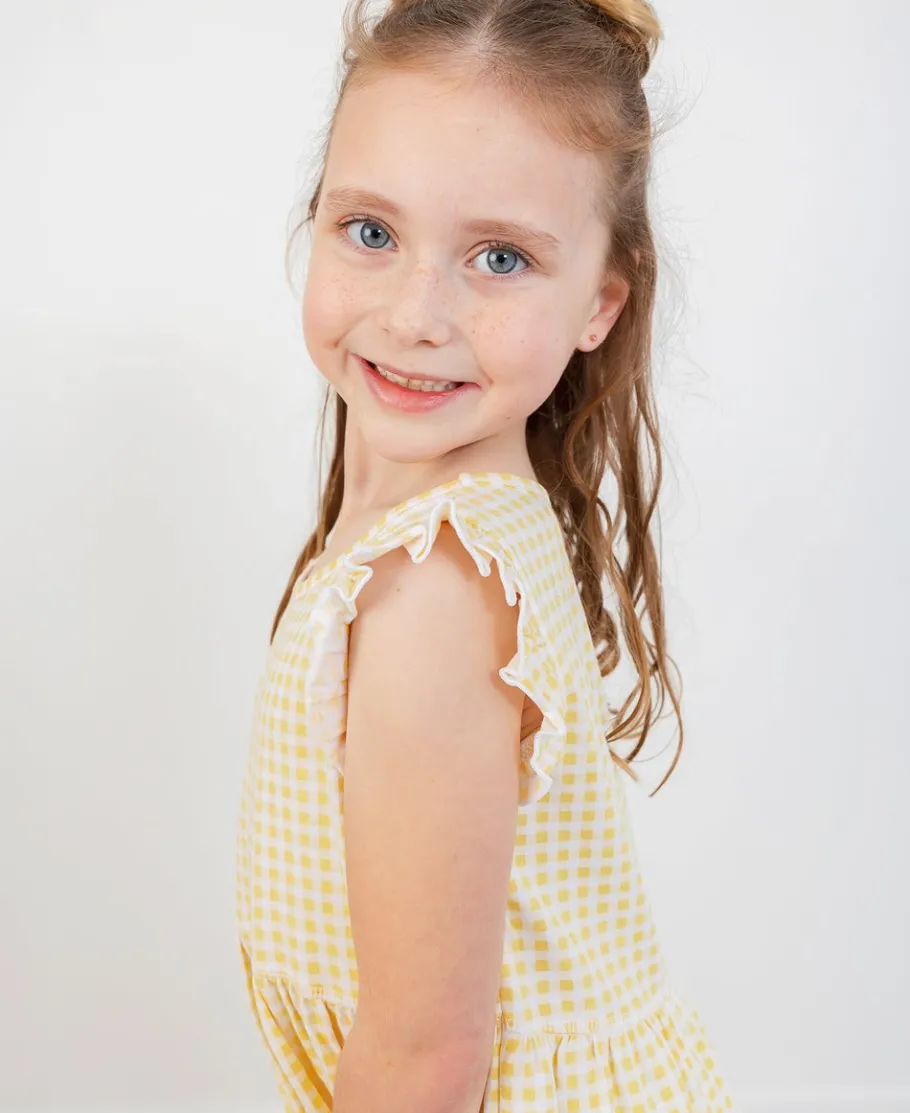Fashion Little Kids' Frill Sleeve Print Knit Dress Kids Dresses|Kids 1 - 7
