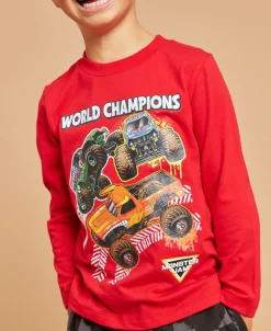Outlet Little Kids' Long Sleeve Monster Jam Print Tee Kids Licensed Clothing|Tops