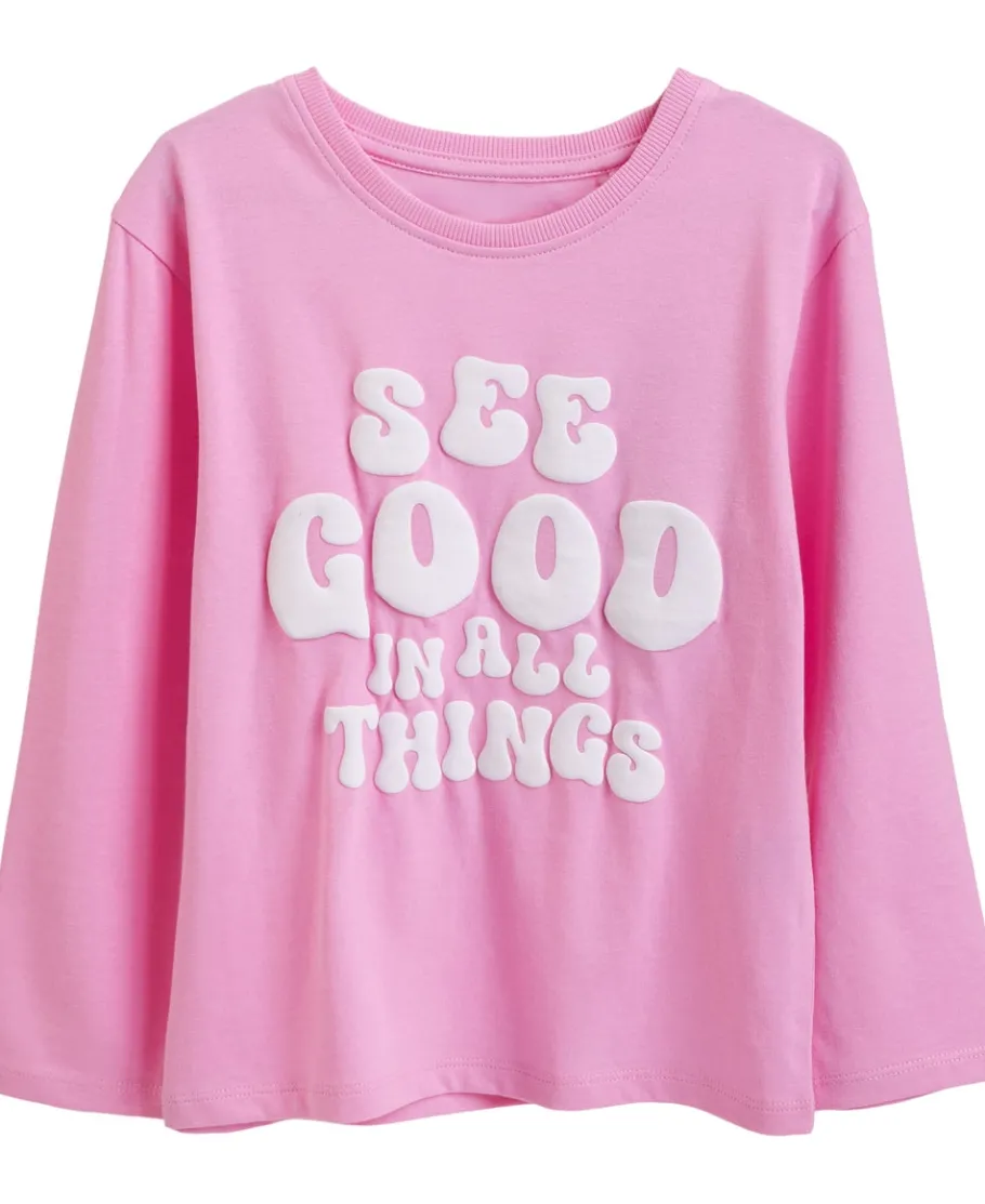 Discount Little Kids' Long Sleeve Puff Print Tee Kids Tops|T-Shirts
