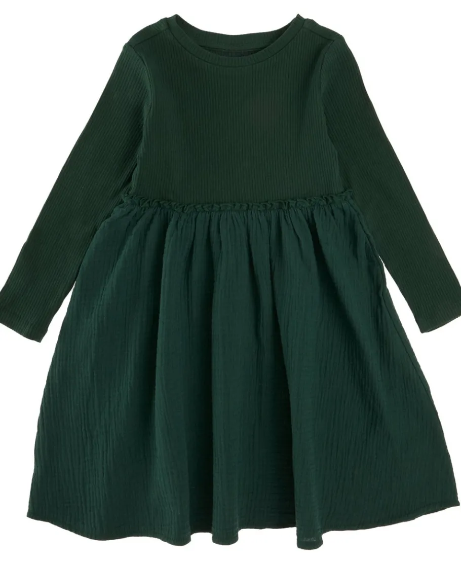 Discount Little Kids' Long Sleeve Rib Muslin Mini Me Dress Kids Dresses|Kids 1 - 7