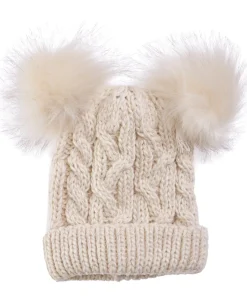 Clearance Little Kids' Metallic Cable Double Pom Pom Beanie Kids Accessories