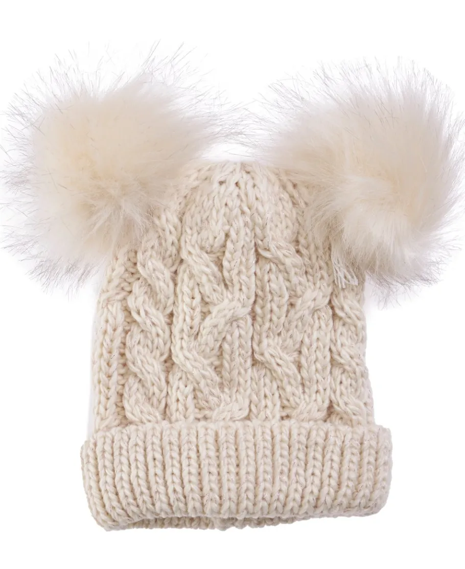 Clearance Little Kids' Metallic Cable Double Pom Pom Beanie Kids Accessories