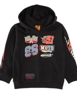 Fashion Little Kids' Moto Print Sporty Panelled Hoodie Kids Sweats + Fleece|Tops