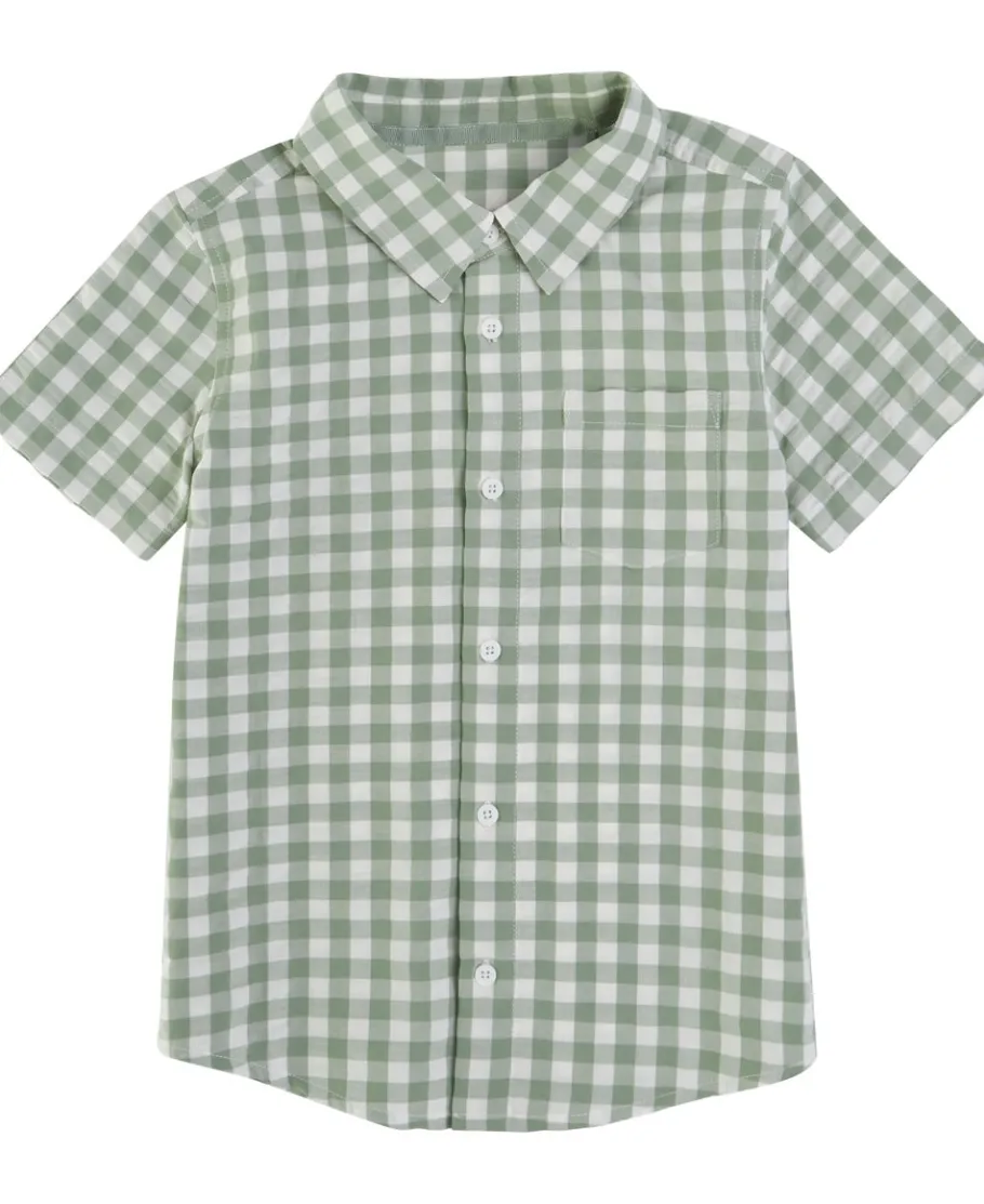 Discount Little Kids' Short Sleeved Mini Me Gingham Shirt Kids Tops|Kids 1 - 7