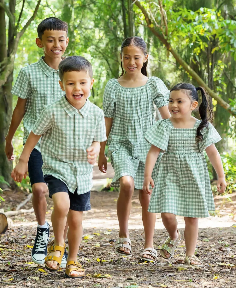 Discount Little Kids' Short Sleeved Mini Me Gingham Shirt Kids Tops|Kids 1 - 7