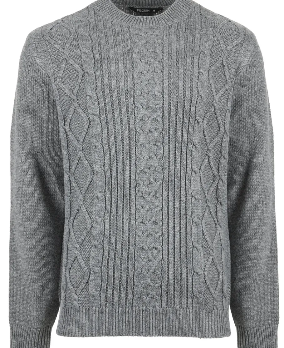 New Men's Cable Flecked Crew Neck Jumper Knitwear & Sweats