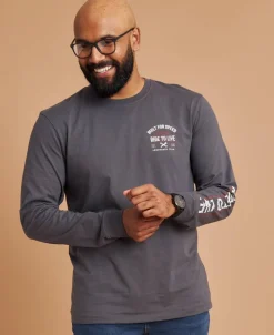 Fashion Men's Long Sleeve Cuffed Printed Tee T-Shirts|Tops