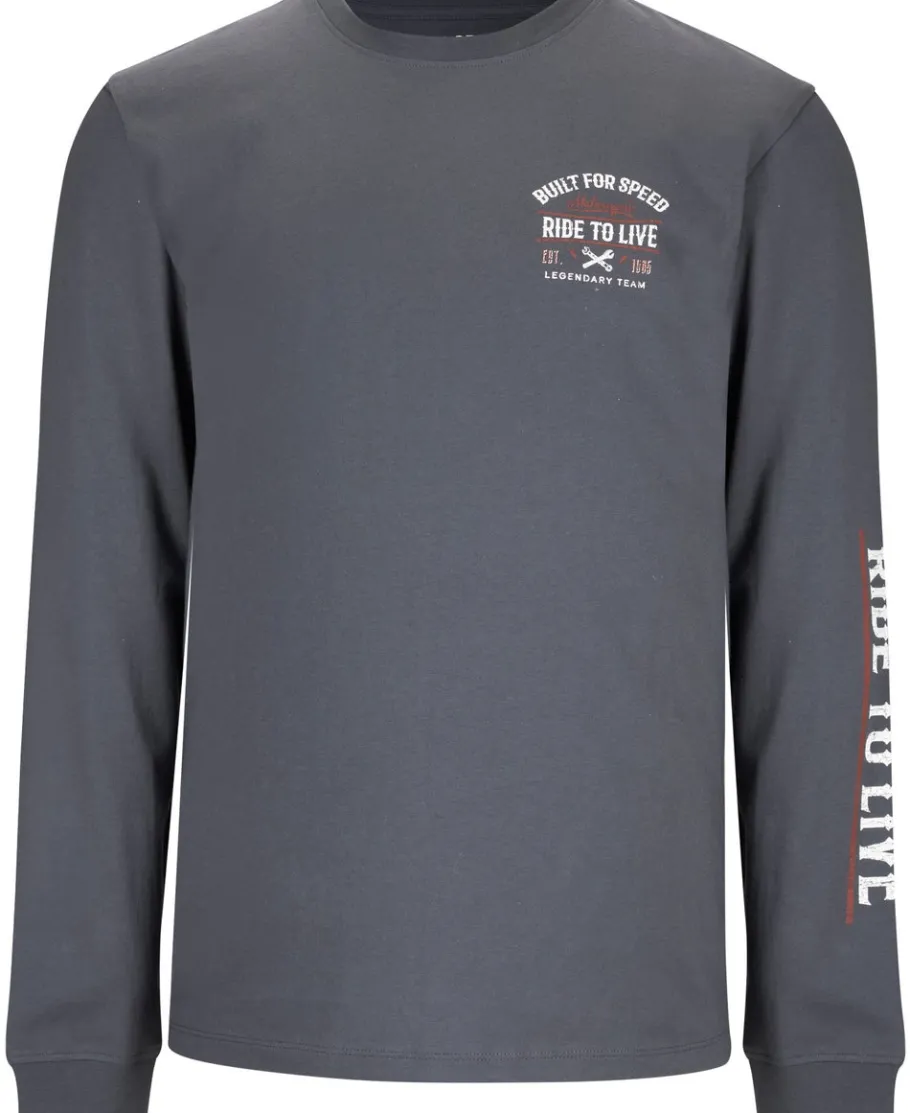 Fashion Men's Long Sleeve Cuffed Printed Tee T-Shirts|Tops