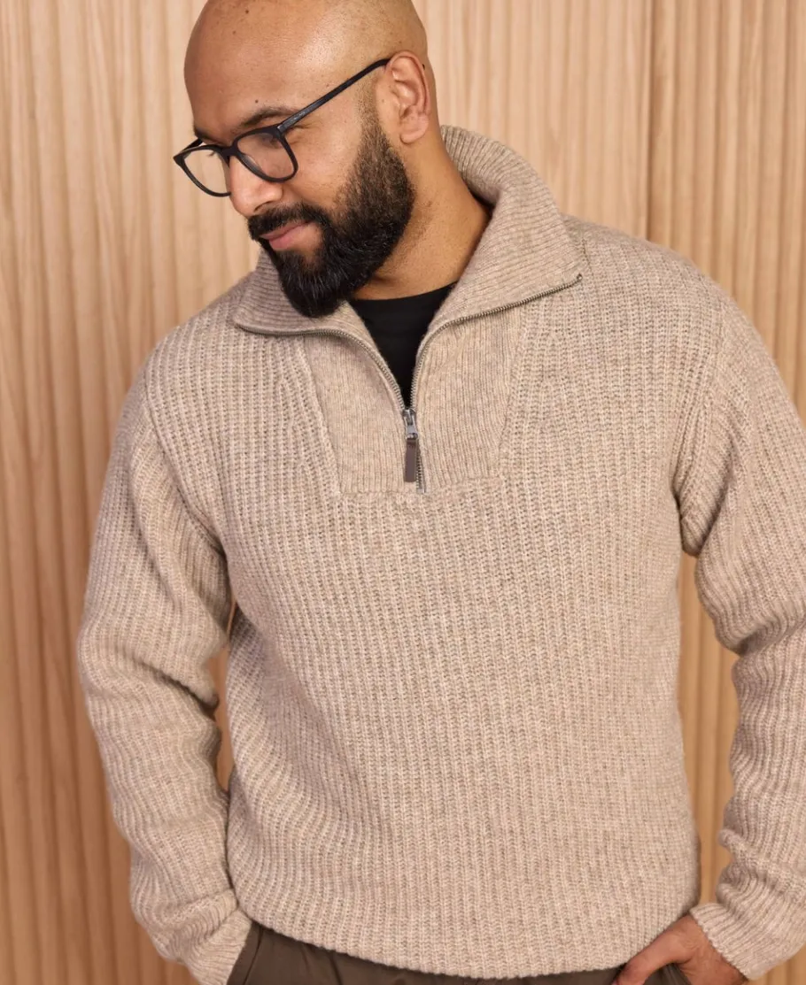 Online Men's Ribbed 1/4 Zip Jumper Knitwear & Sweats