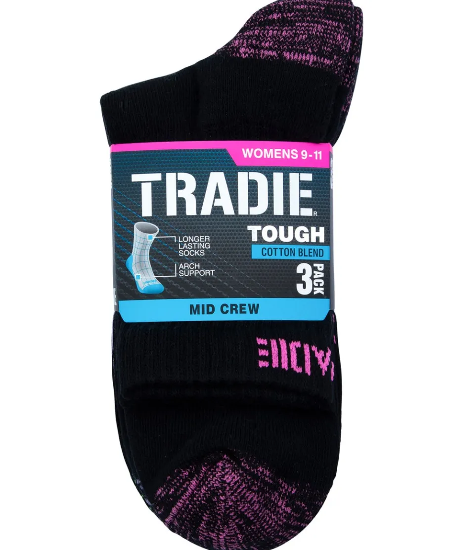 Hot TRADIE Lady Cotton Rib Mid Crew 3 Pack Women Accessories|Socks