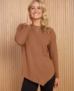 Best Women's Asymmetric Waffle Top Women T-Shirts|Tops