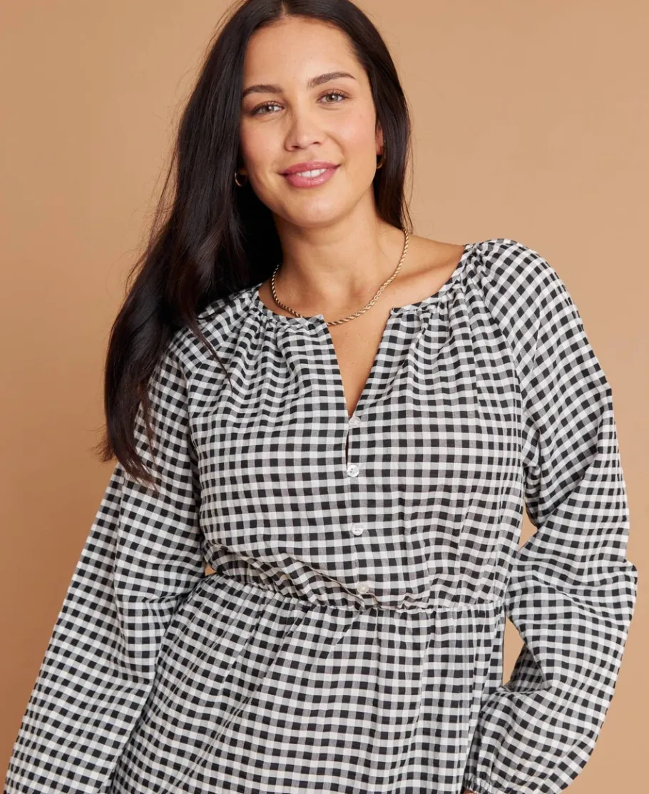 Discount Women's Blouson Sleeve Midi Dress Women Dresses