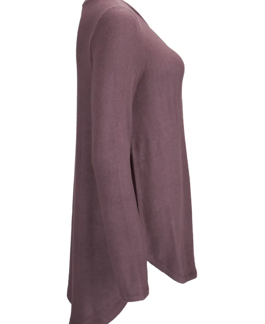 Hot Women's Brushed Long Sleeve Scoop Hem Top Women T-Shirts|Tops