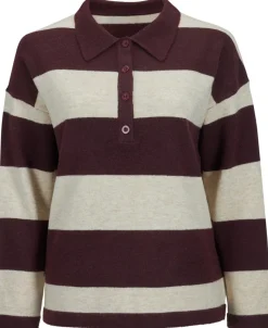 Best Women's Button Polo Stripe Jumper Women Knitwear