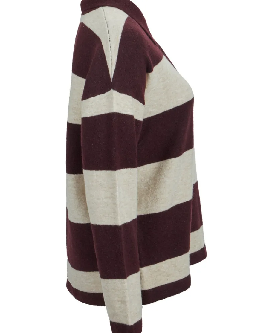 Best Women's Button Polo Stripe Jumper Women Knitwear