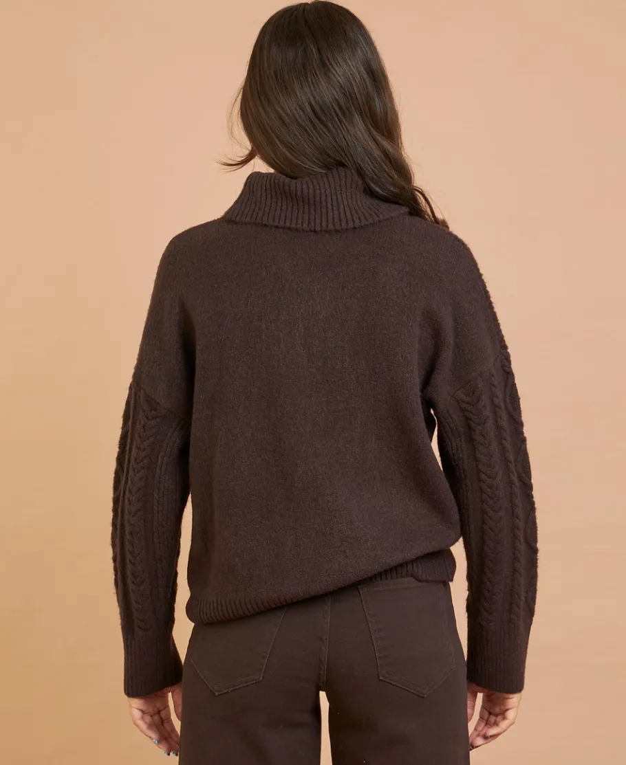 Online Women's Cable Roll Neck Jumper Women Knitwear