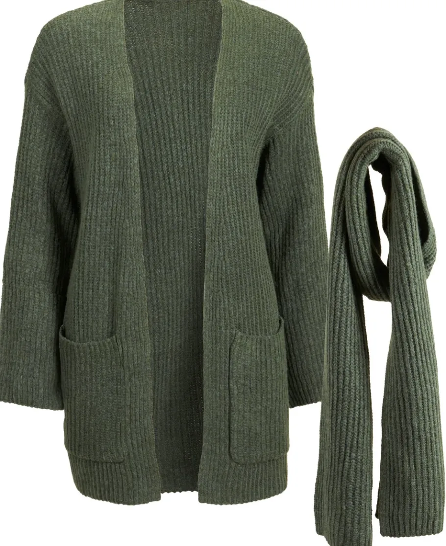 Clearance Women's Cardi with Detachable Scarf Women Knitwear