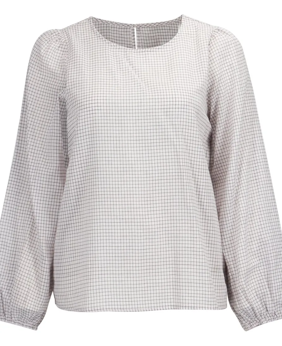 Sale Women's Check Blouson Sleeve Blouse Women Tops