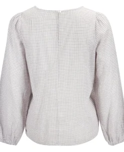Sale Women's Check Blouson Sleeve Blouse Women Tops