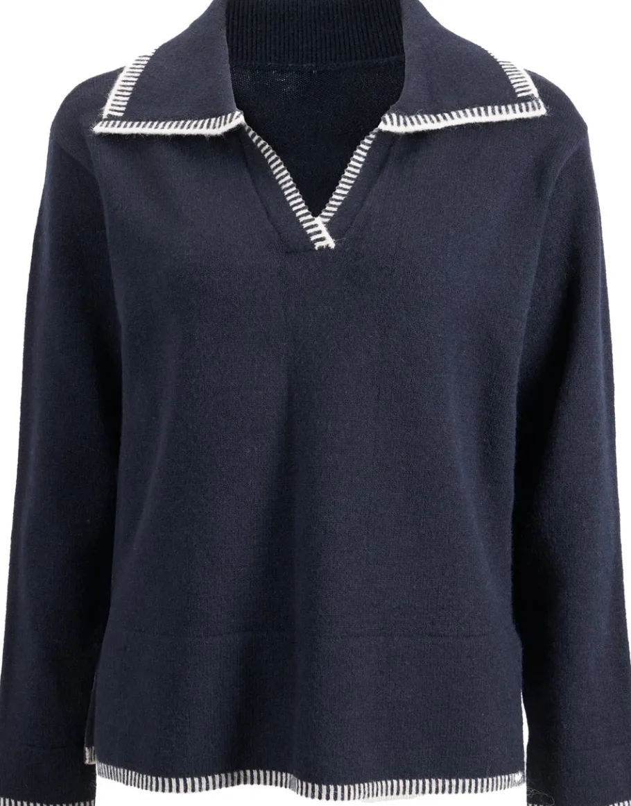 Outlet Women's Contrast Polo Jumper Women Knitwear