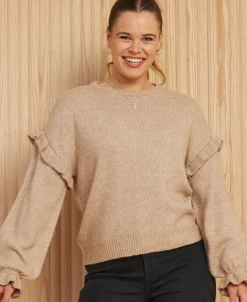 Outlet Women's Frill Sleeve Jumper Women Knitwear