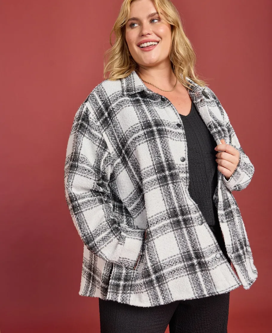 Discount Women's Isobelle Check Shacket Women Plus Size|Jackets & Coats