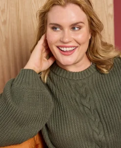 Outlet Women's Isobelle Crew Neck Cable Front Jumper Women Plus Size|Knitwear