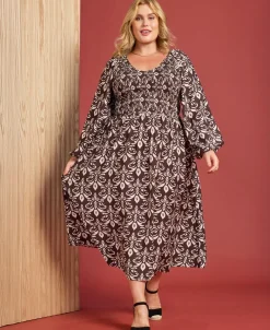 Online Women's Isobelle Smocked Bodice Midi Dress Women Plus Size|Dresses