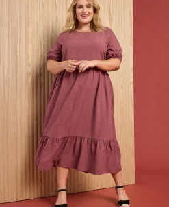 Fashion Women's Isobelle Textured Midi Dress Women Plus Size|Dresses