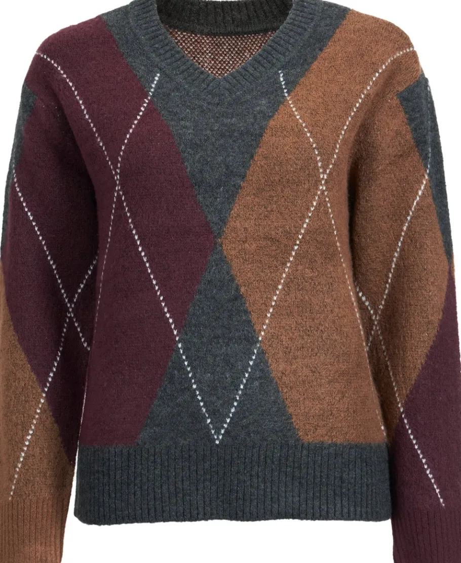 Fashion Women's Jacquard V-Neck Jumper Women Knitwear