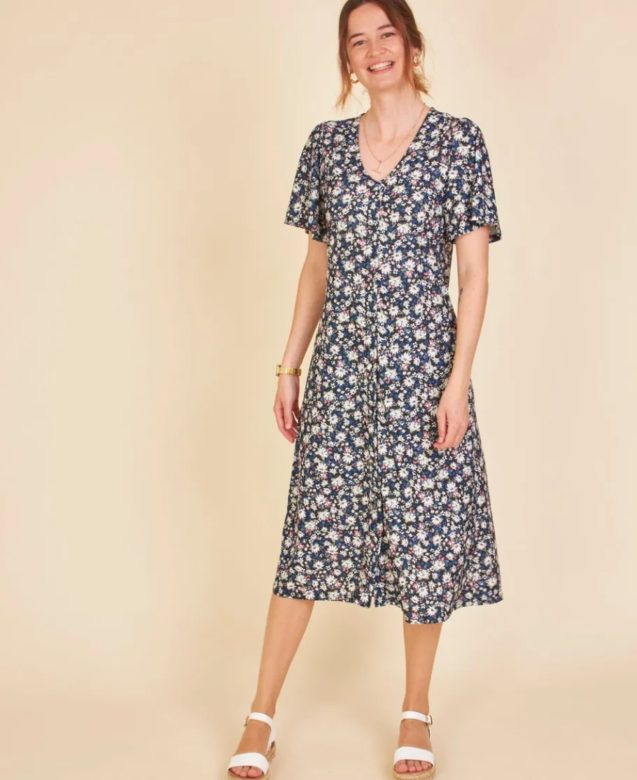 Fashion Women's Knit Jersey Midi Tea Dress Women Dresses