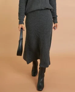 Outlet Women's Knitted Rib Co-ord Skirt Women Skirts