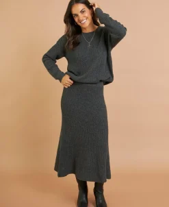 Outlet Women's Knitted Rib Co-ord Skirt Women Skirts