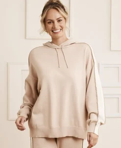 Best Women's Leisure Side Stripe Knit Hoodie Women Sweats & Fleece|Activewear & Leisure