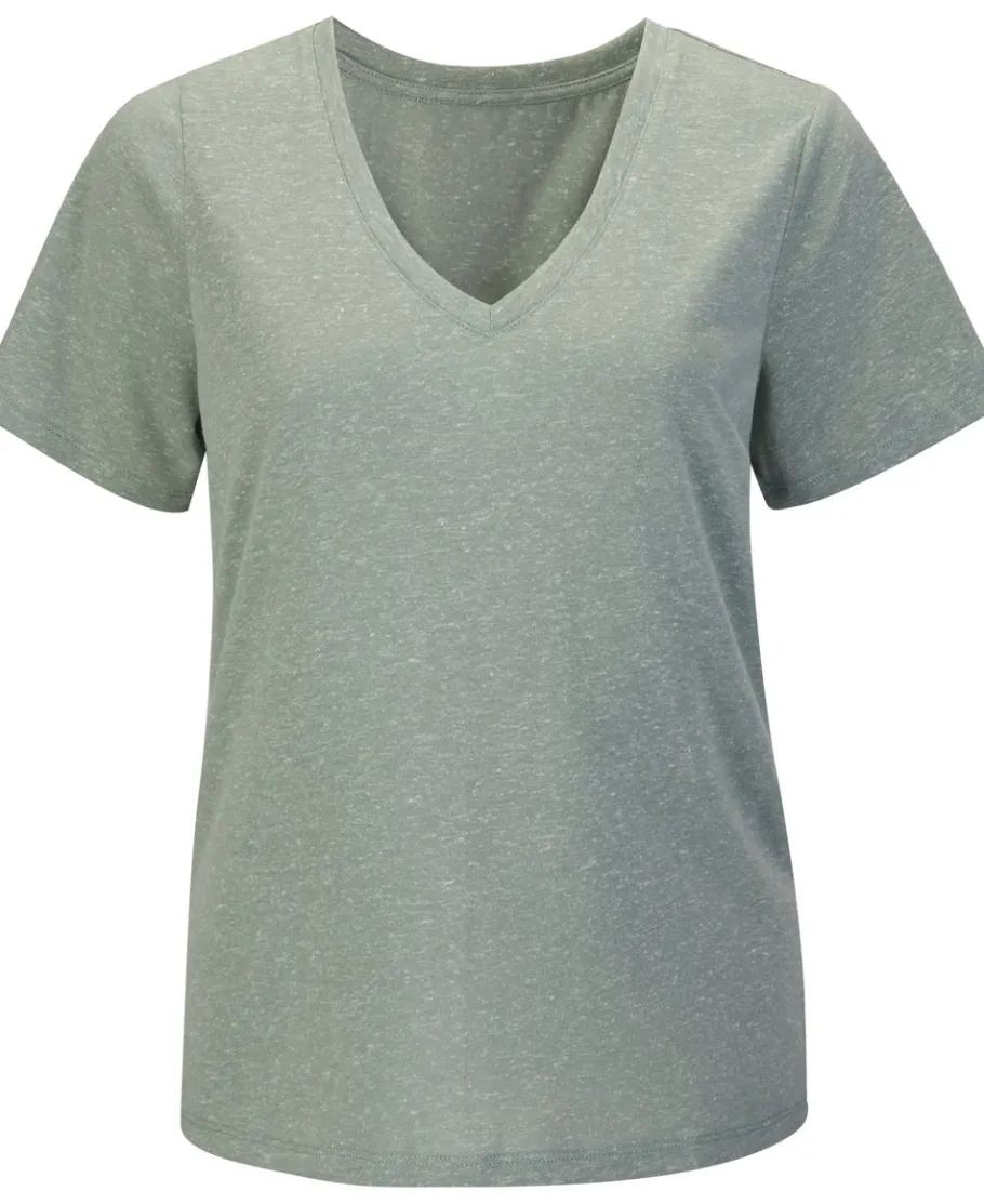 Hot Women's Linen Blend V Neck Tee Women T-Shirts|Tops