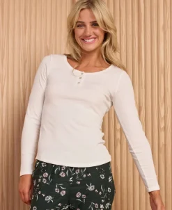 Sale Women's Long Sleeve Button Up Sleep Top Women Sleepwear