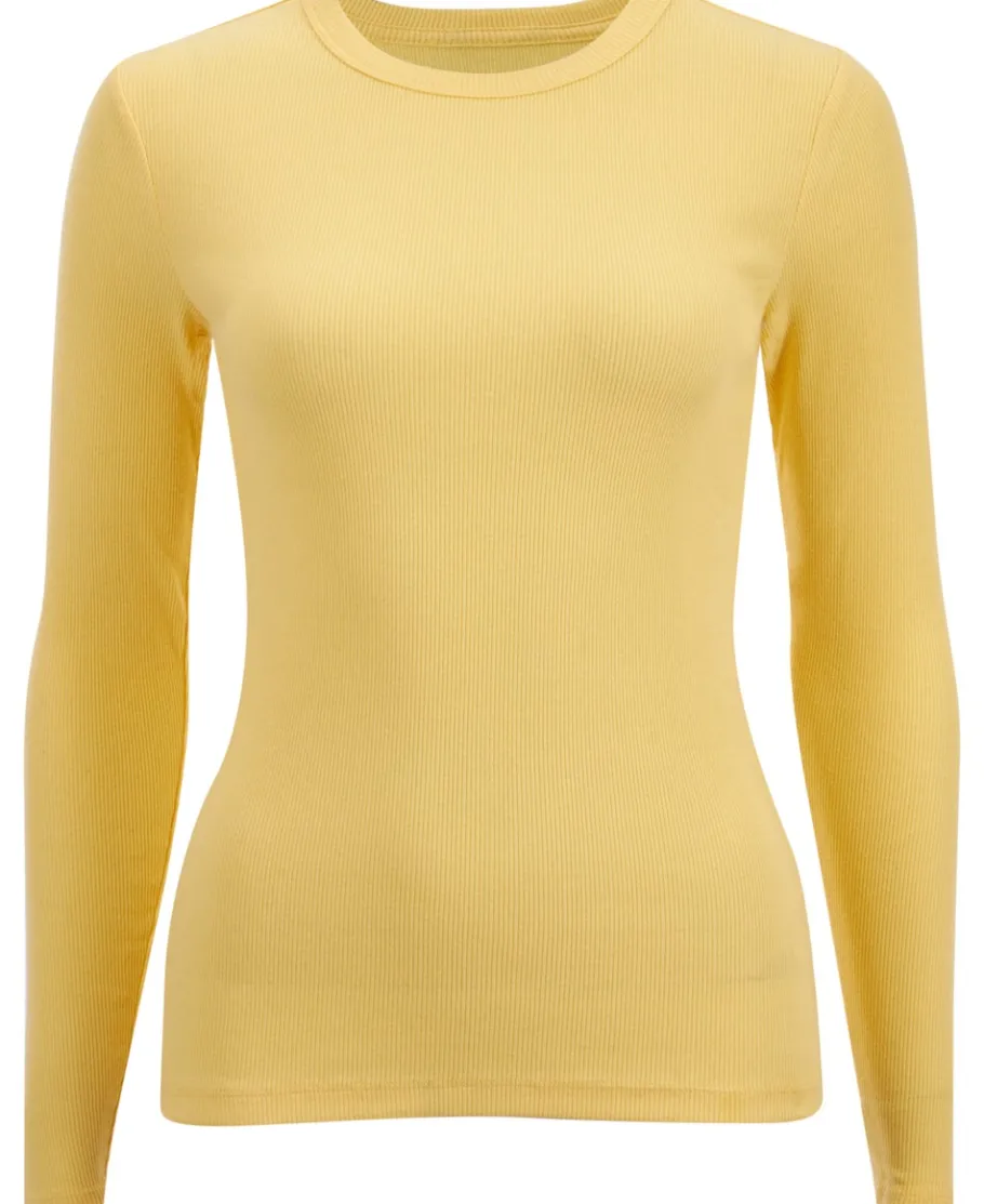 Outlet Women's Long Sleeve Rib Crew Neck Top Women T-Shirts|Tops