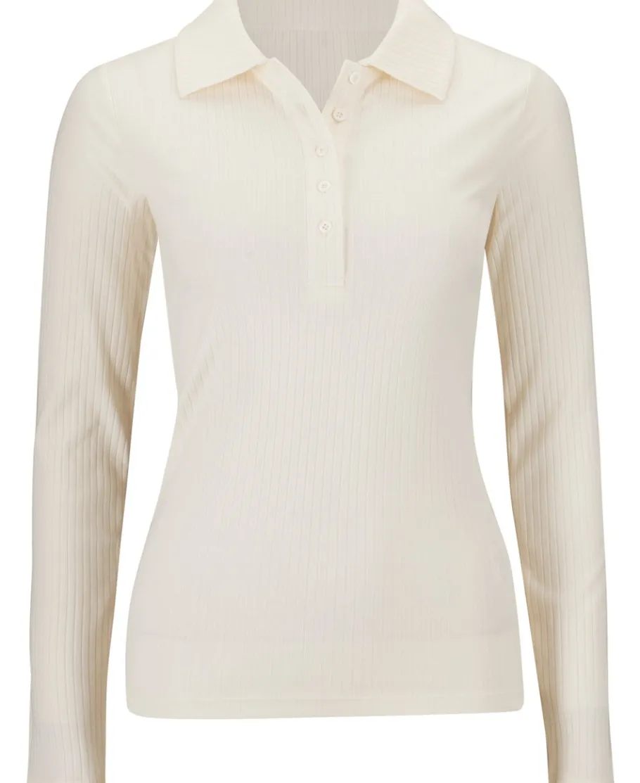 Fashion Women's Long Sleeve Rib Polo Top Women T-Shirts|Tops