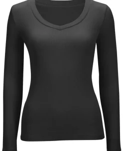 New Women's Long Sleeve Rib V Neck Tee Women T-Shirts|Tops